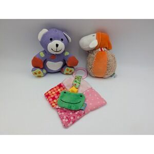 Rich Frog Baby Toy Lot Purple Knit Bear Sheep Plush Ball Crinkle Square